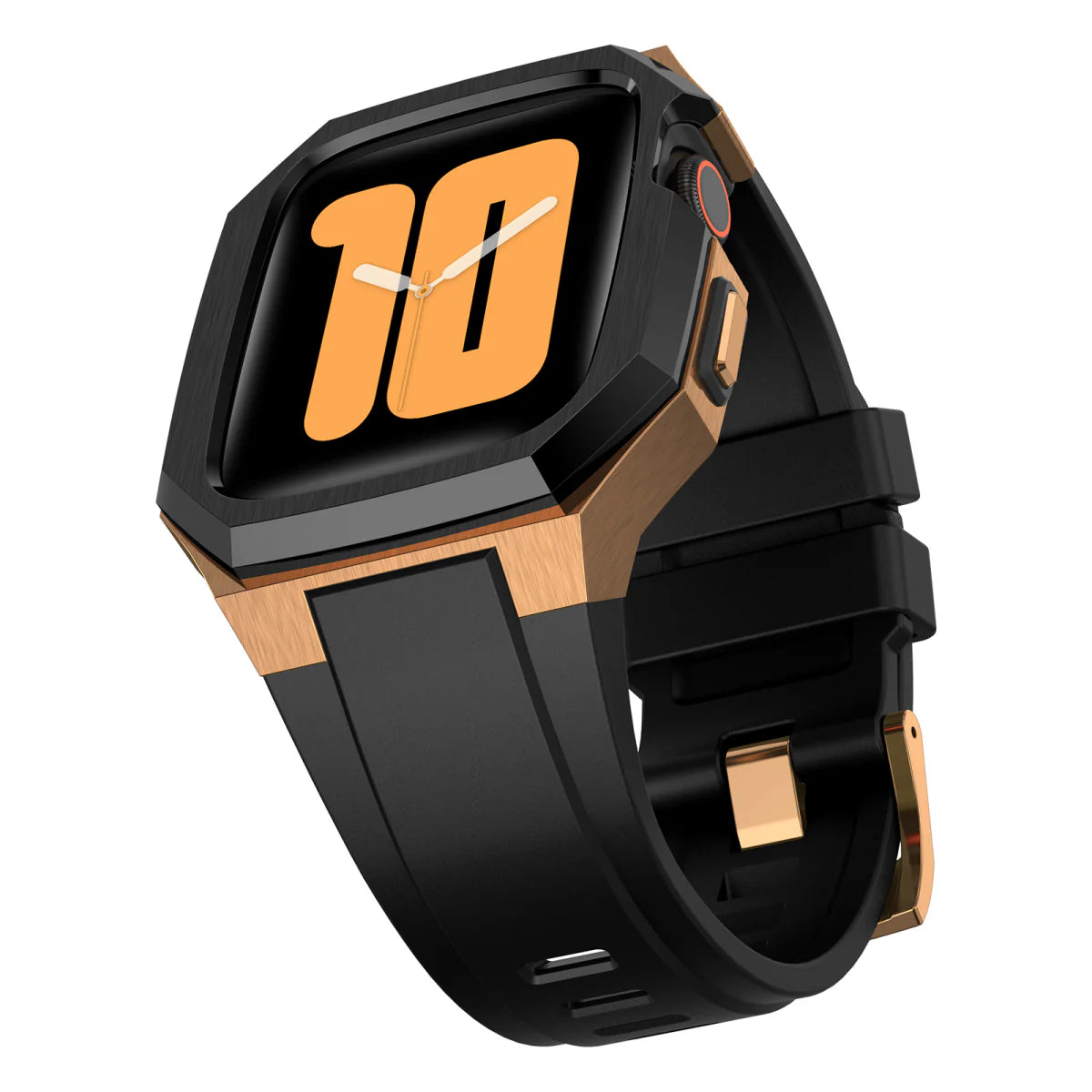 AP9009 Fluororubber Band Stainless Steel Case For Apple Watch