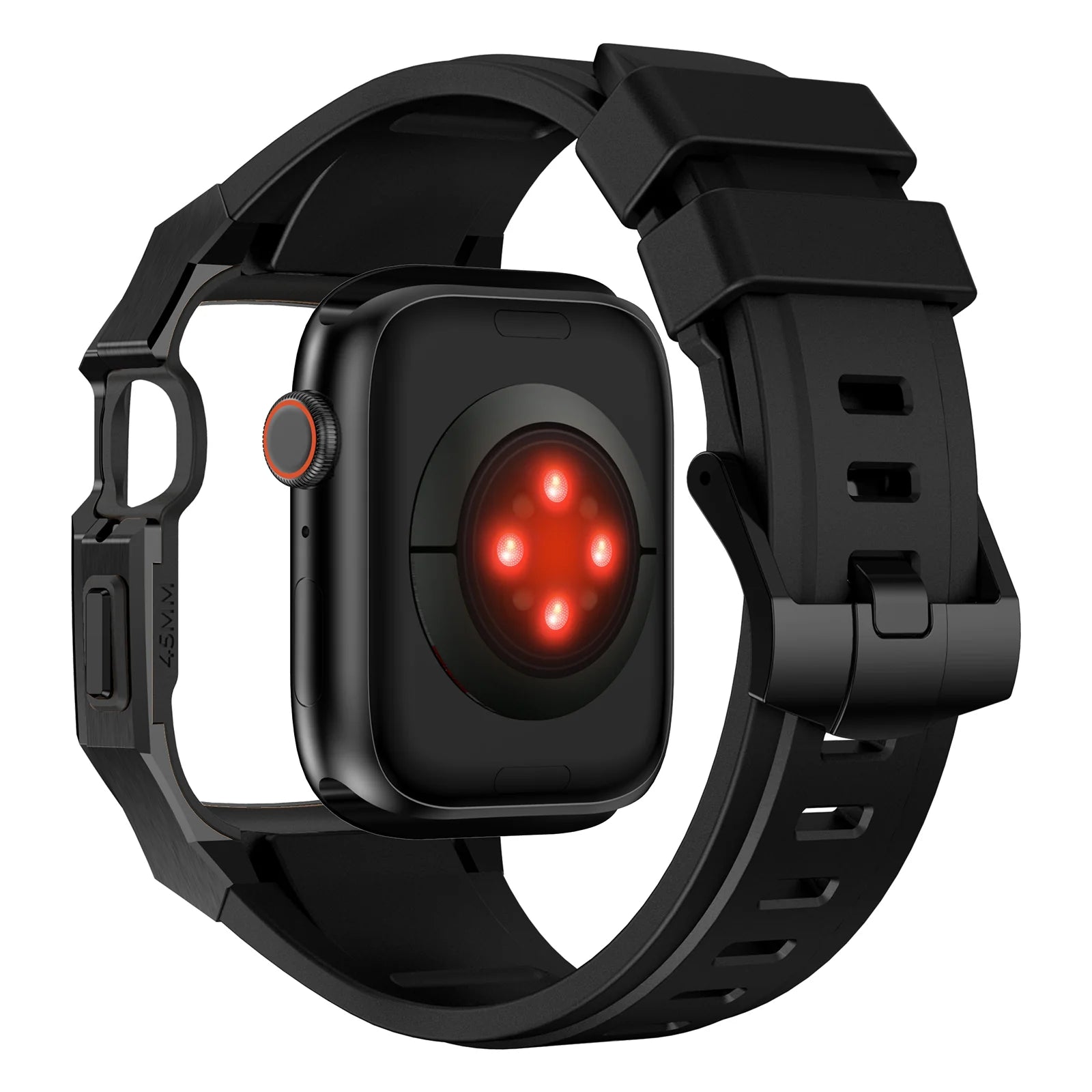 AP9009 Fluororubber Band Stainless Steel Case For Apple Watch