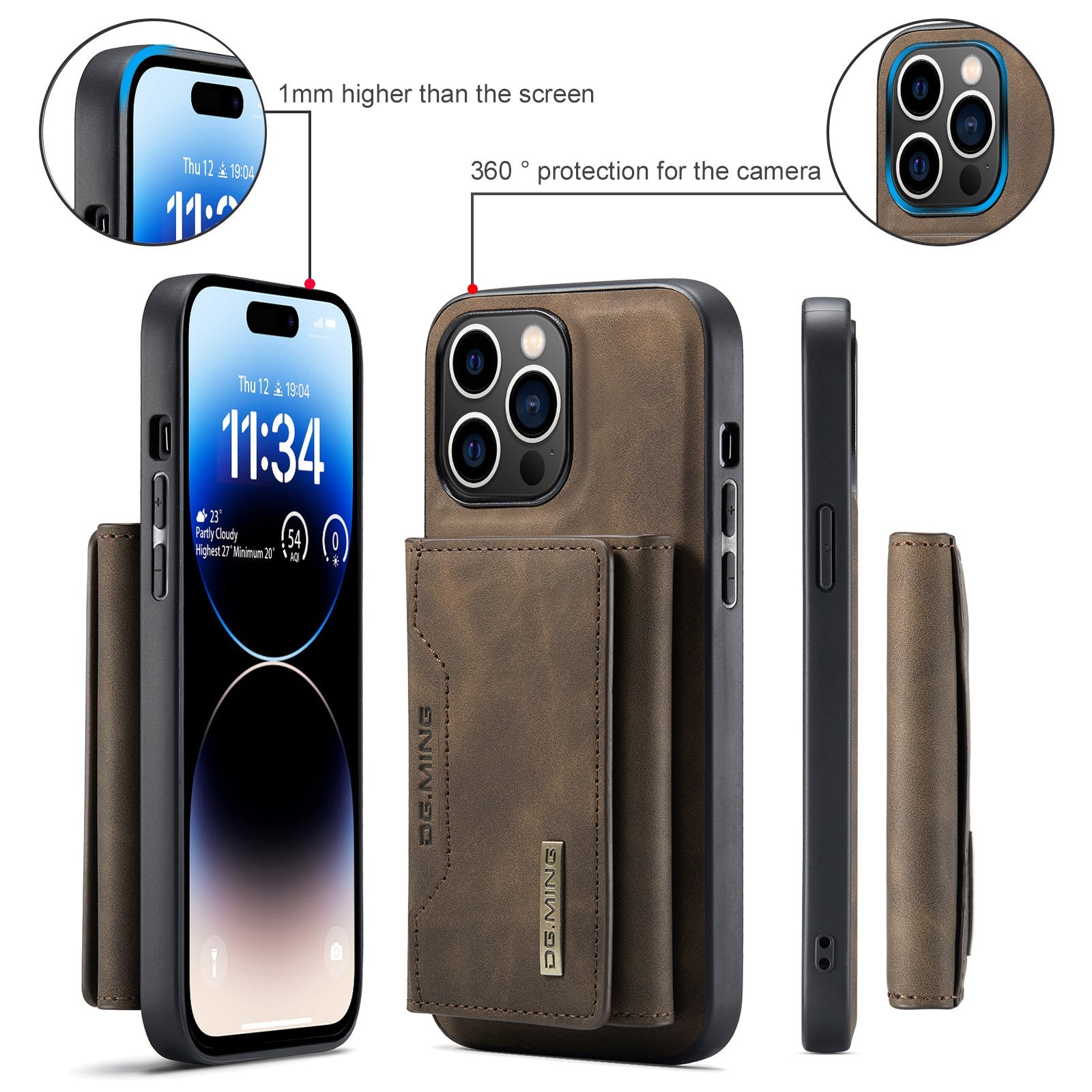 2 in 1 Detachable Wallet Back Cover for iPhone 16 Pro max/ 16Pro/16/15 /14Pro