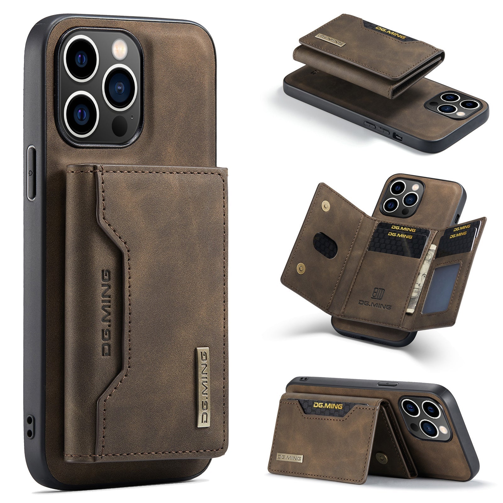 2 in 1 Detachable Wallet Back Cover for iPhone 16 Pro max/ 16Pro/16/15 /14Pro